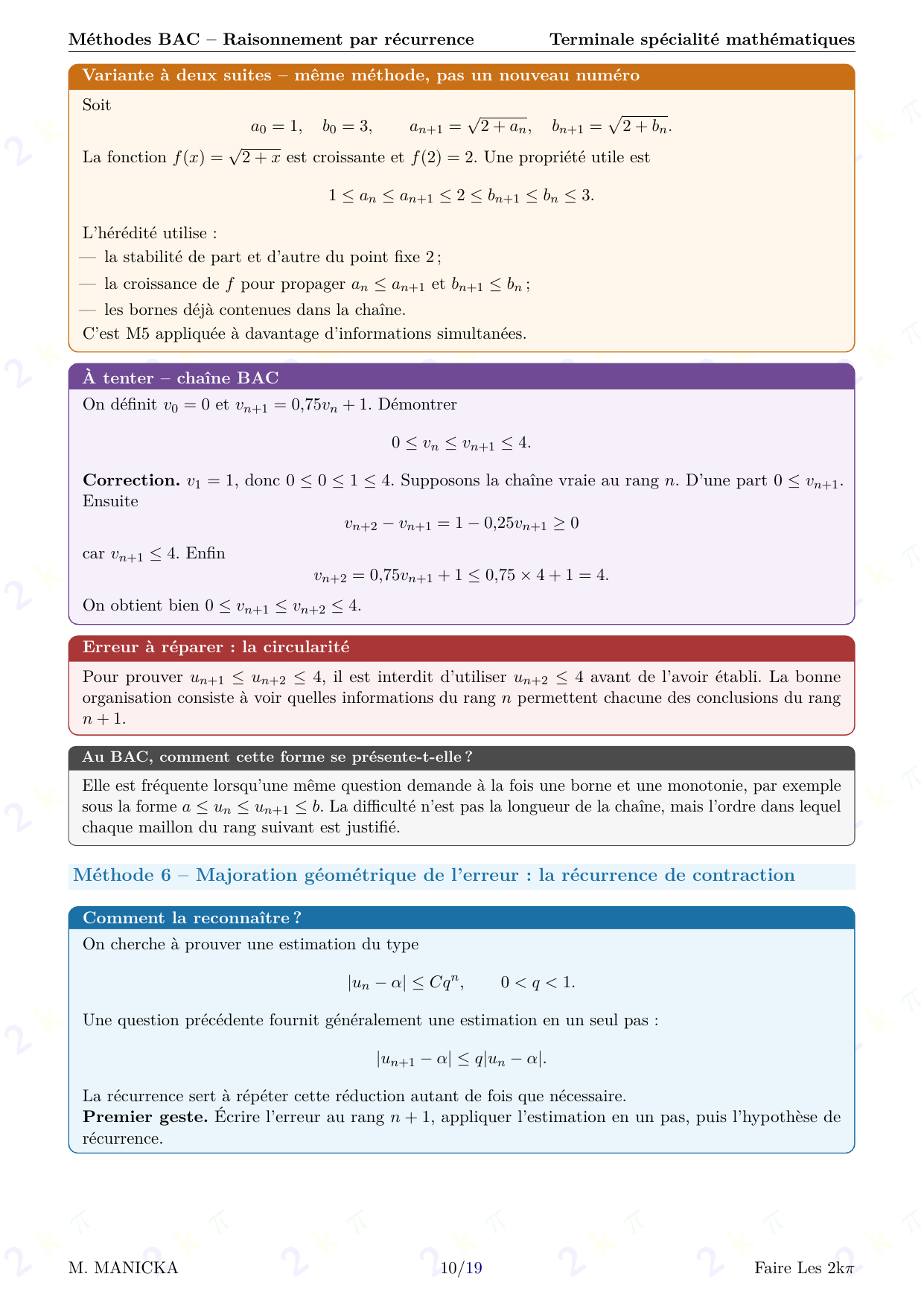 Méthodes BAC — Raisonnement par récurrence — page 10 sur 19