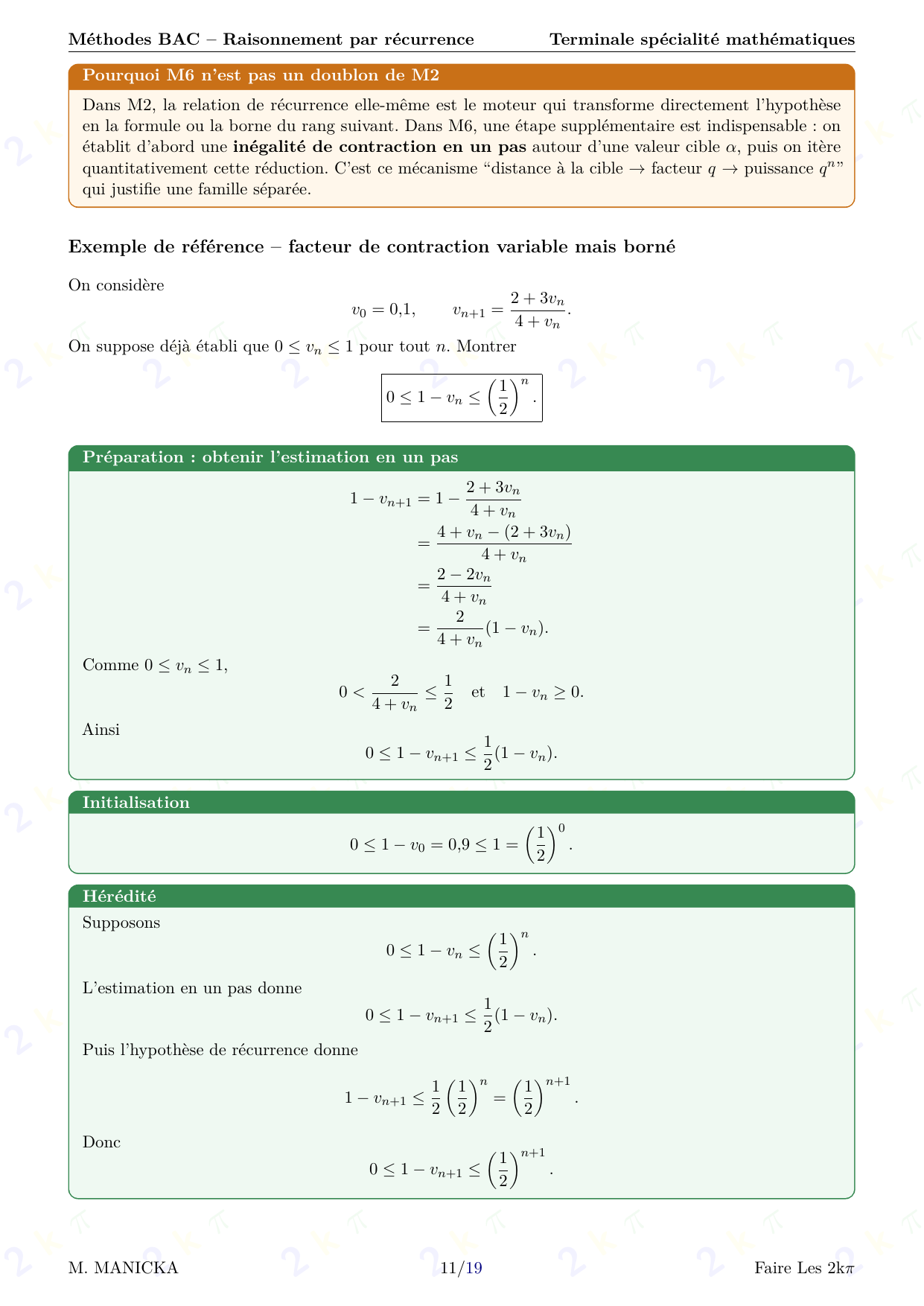 Méthodes BAC — Raisonnement par récurrence — page 11 sur 19