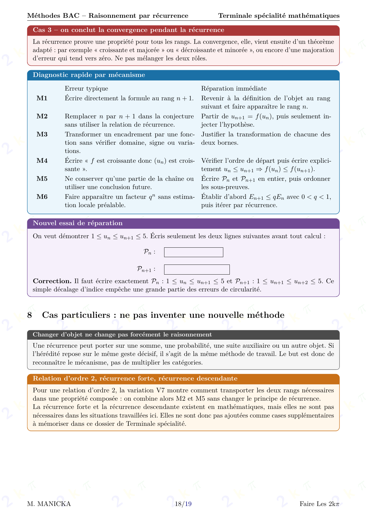 Méthodes BAC — Raisonnement par récurrence — page 18 sur 19