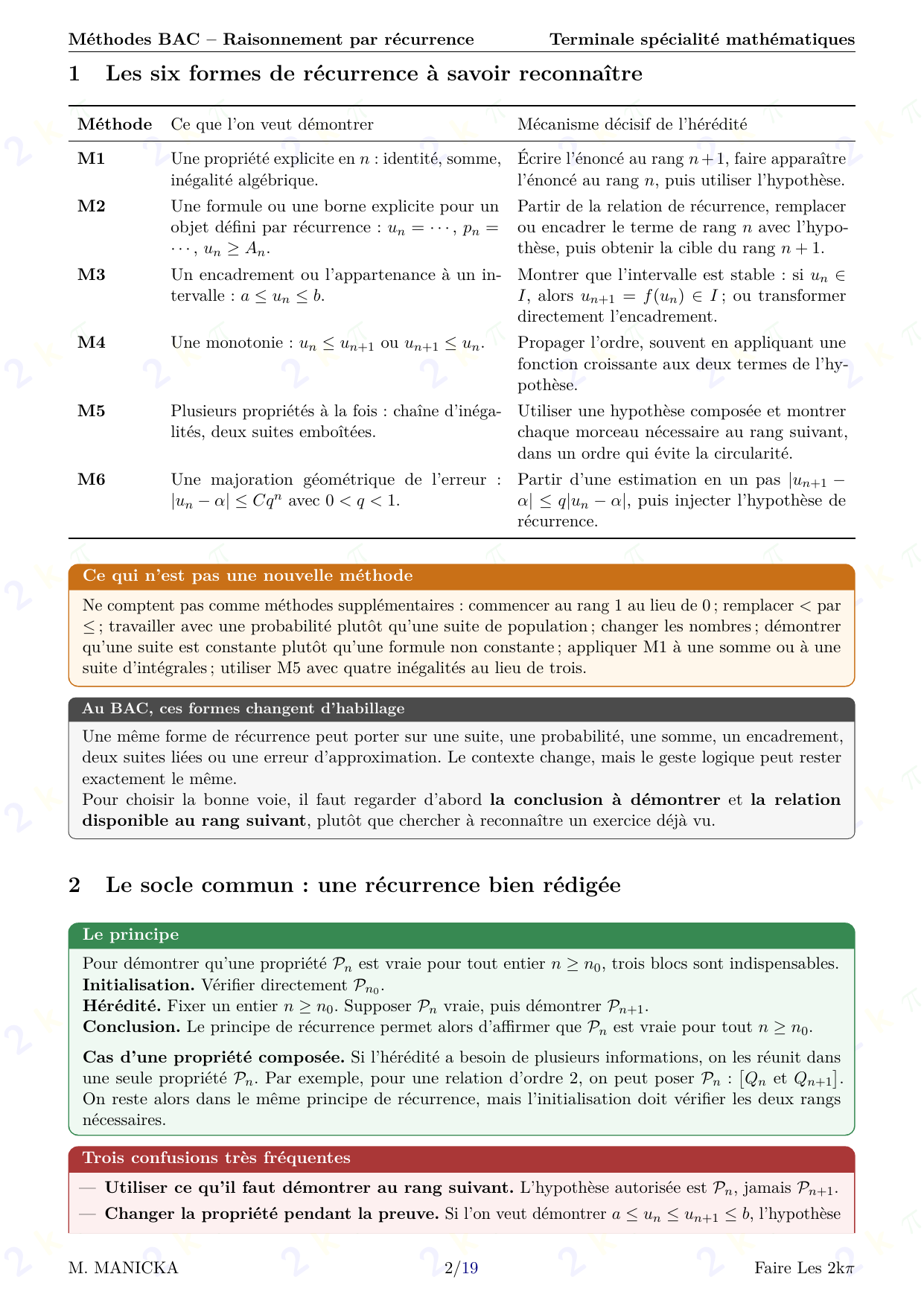 Méthodes BAC — Raisonnement par récurrence — page 2 sur 19