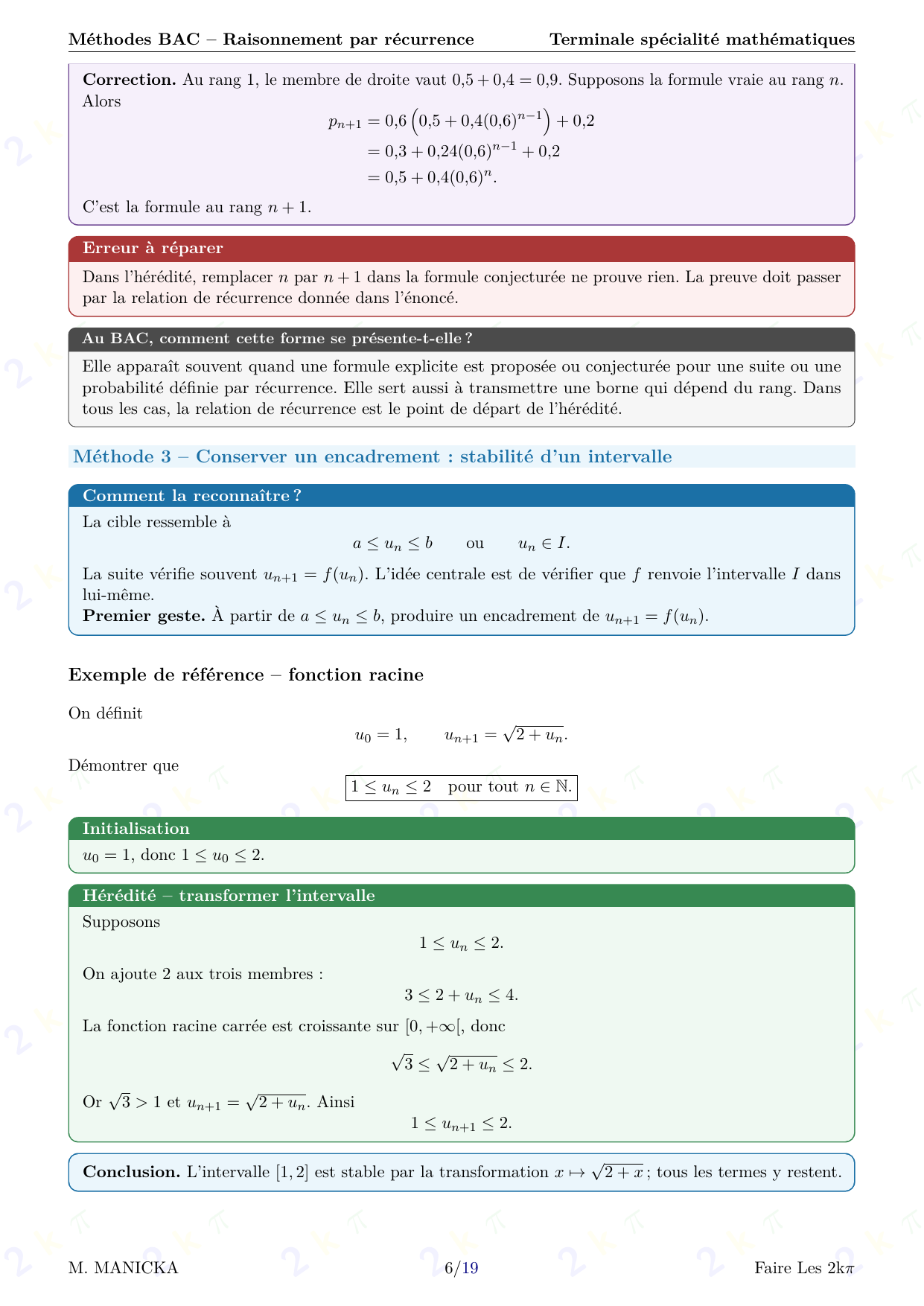 Méthodes BAC — Raisonnement par récurrence — page 6 sur 19