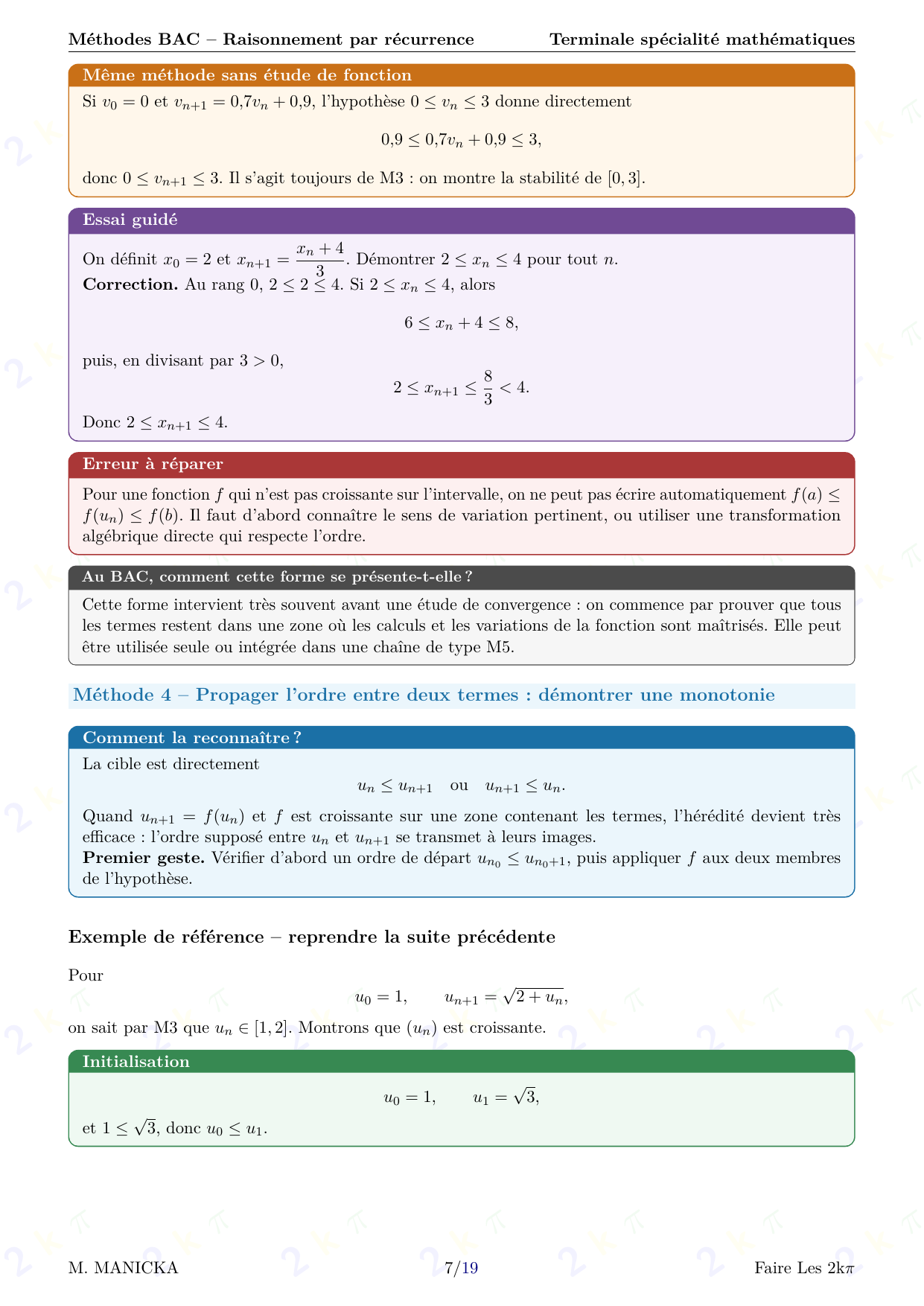 Méthodes BAC — Raisonnement par récurrence — page 7 sur 19